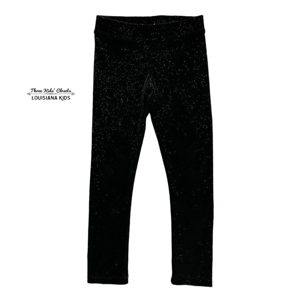 Crewcuts 4Y Black Velour Sparkle Leggings
